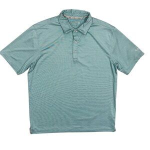 Walter Hagen 11 Striped Short Sleeve Polo Golf Shirt Stretch Blue Medium